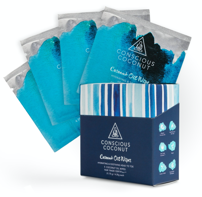 Biodegradable Coconut Oil Wipes (Travel 5-Pack)